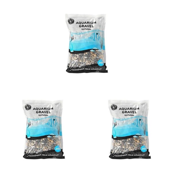 3PK Dudley's World Of Pets Aquarium/Tank Gravel 2kg Decorative Gravel Natural
