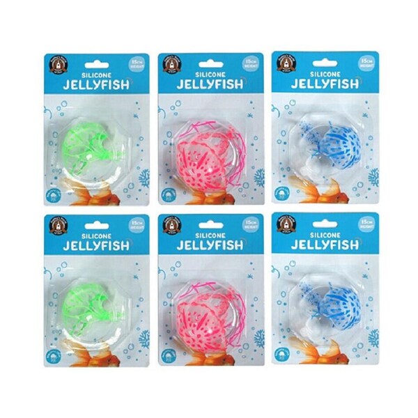 6PK Dudley's World Of Pets Aquarium Silicone Jellyfish Decoration 15cm Assorted