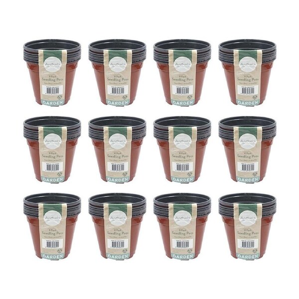 96pc Antheia Green Homewares Soft Plastic Seedling Planter Pot 11x9.5cm Brown