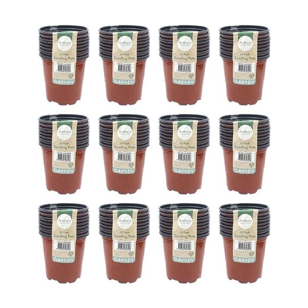 120pc Antheia Green Homewares Soft Plastic Seedling Planter Pot 13x9cm Brown
