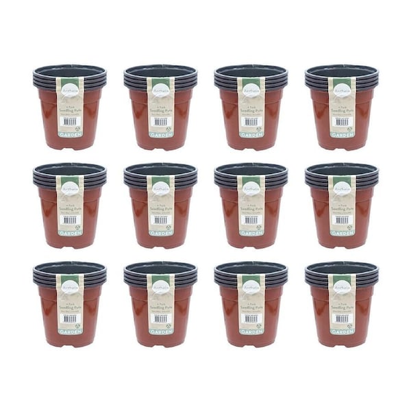 48pc Antheia Green Homewares Soft Plastic Seedling Planter Pot 15x13.5cm Brown