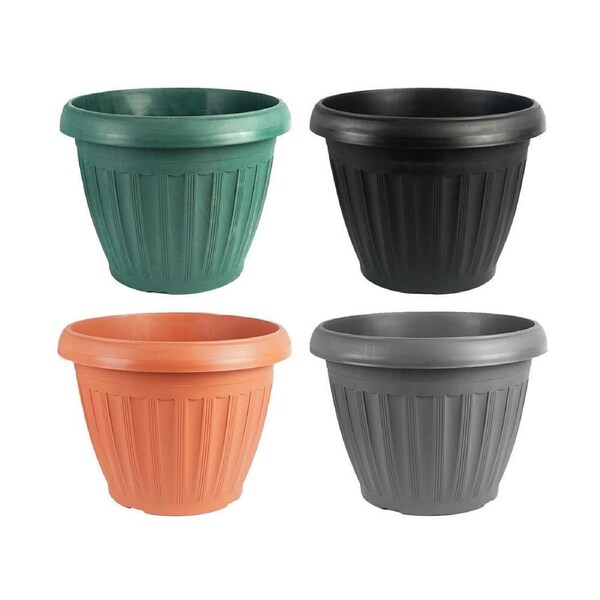 4PK Antheia Green Homewares 38cm Round Plastic Pot Flower/Plant Container Assort