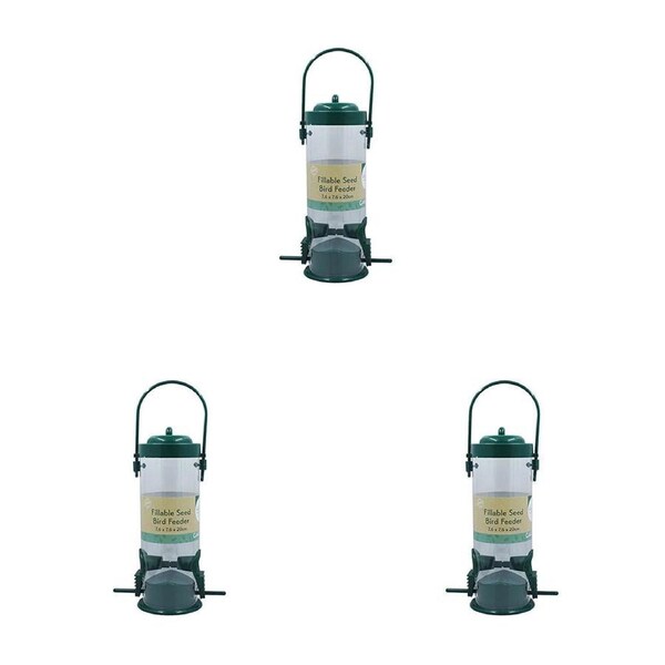 3PK Antheia Green Homewares Garden Fillable Seed Bird Feeder Dark Green 20cm