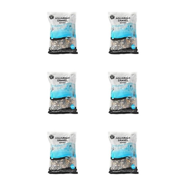 6PK Dudley's World Of Pets Aquarium/Tank Gravel 2kg Decorative Gravel Natural