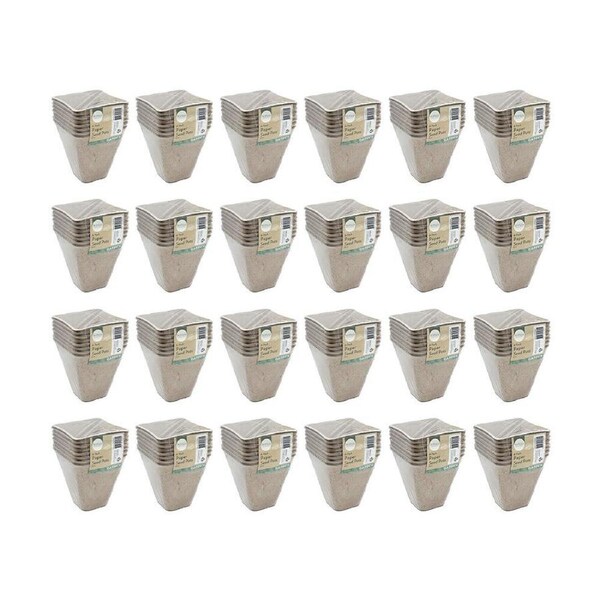 192pc Antheia Green Homewares Eco Square Paper Seed Pot Plant/Flower Tray 8cm