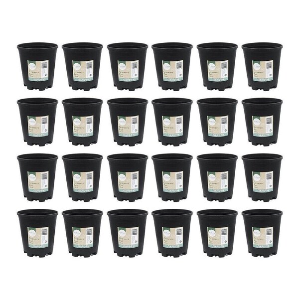 24PK Antheia Green Homewares Growers Black Pot Plant Container Plastic 13cm
