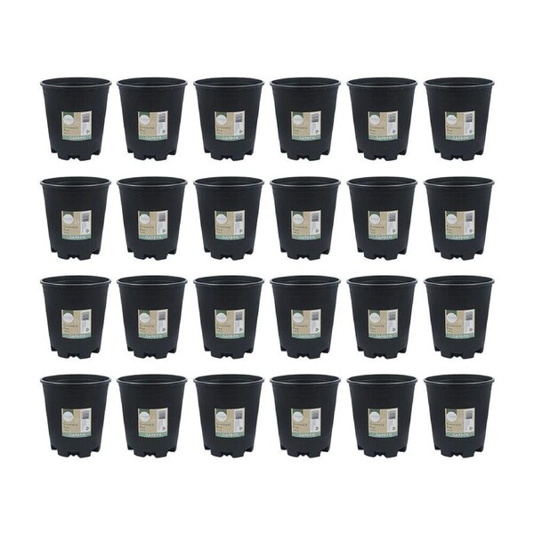 24PK Antheia Green Homewares Growers Black Pot Plant Container Plastic 22cm