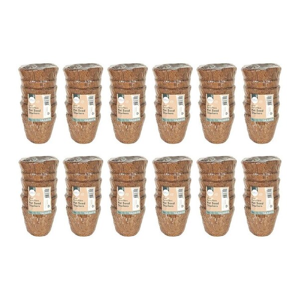 72pc Antheia Green Homewares 10cm Coco Fibre Pot Seed Starters Home Decor BRWN