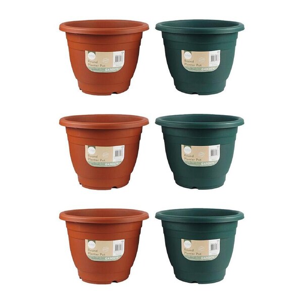 6PK Antheia Green Homewares 36x27cm Round Planter Pot Assorted Green/Terracotta