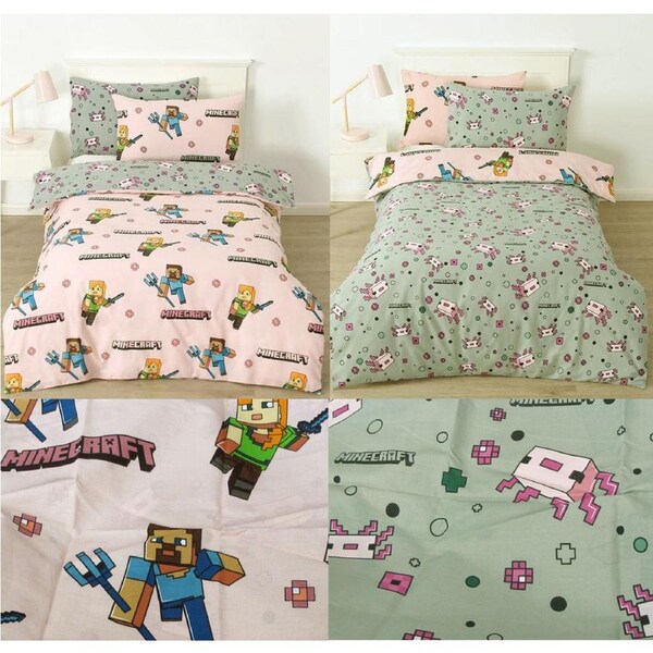 MOJANG Minecraft Reversible Cotton Boys Girls Quilt Cover Set Double 180 x 210cm