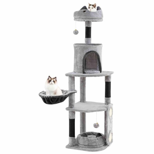 Costway Large Cat Tree Tower w/Condo Sisal Scratching Posts & Board Modern Kitty House