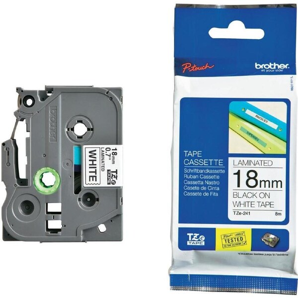 Brother 18mm Black on White TZE Tape