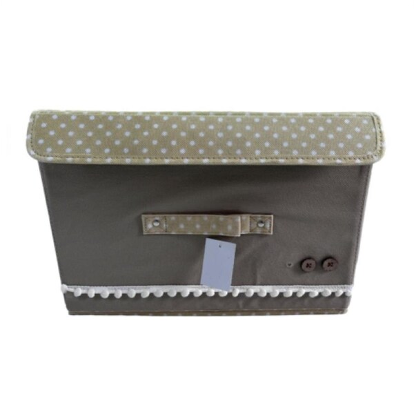 Foldable Folding Storage Cube Storage Box Fabric Cube Toy Organiser with Cover Brown