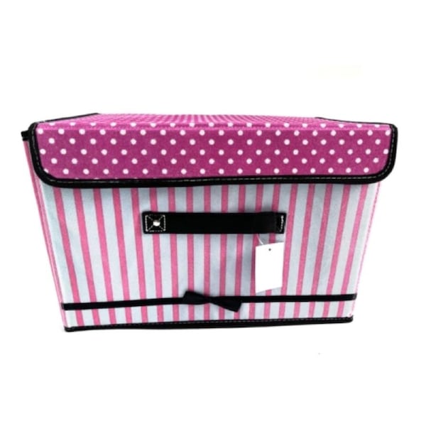 Foldable Folding Storage Cube Storage Box Fabric Cube Toy Organiser with Cover Pink