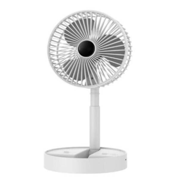 Telescopic Portable Floor Fan USB Foldable Fan Rechargeable Table Desk - 3 Speeds White Rechargeable