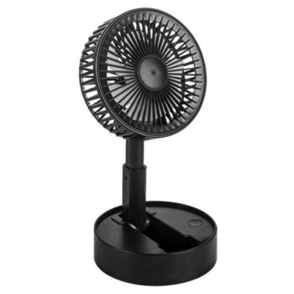 USB Rechargeable Foldable Fan Table Desk Portable Telescopic Floor Fan - 3 Speeds Black