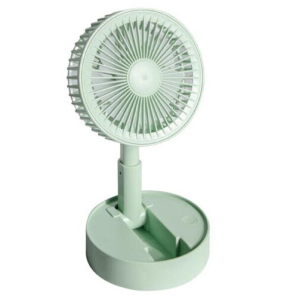 USB Rechargeable Foldable Fan Table Desk Portable Telescopic Floor Fan - 3 Speeds Green