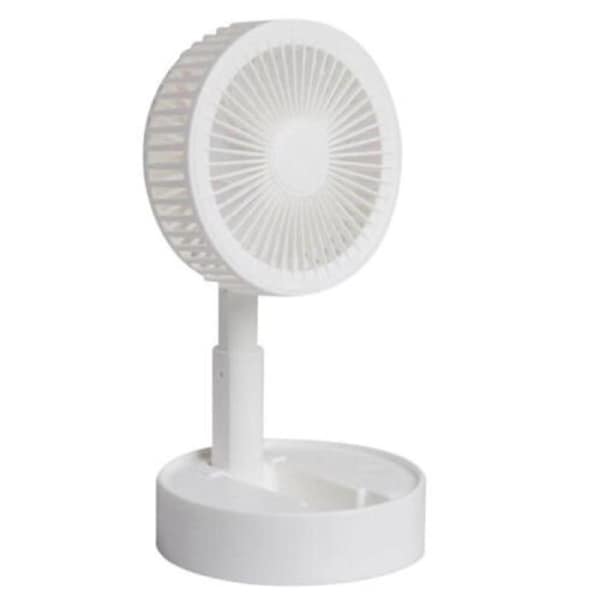 USB Rechargeable Foldable Fan Table Desk Portable Telescopic Floor Fan - 3 Speeds White