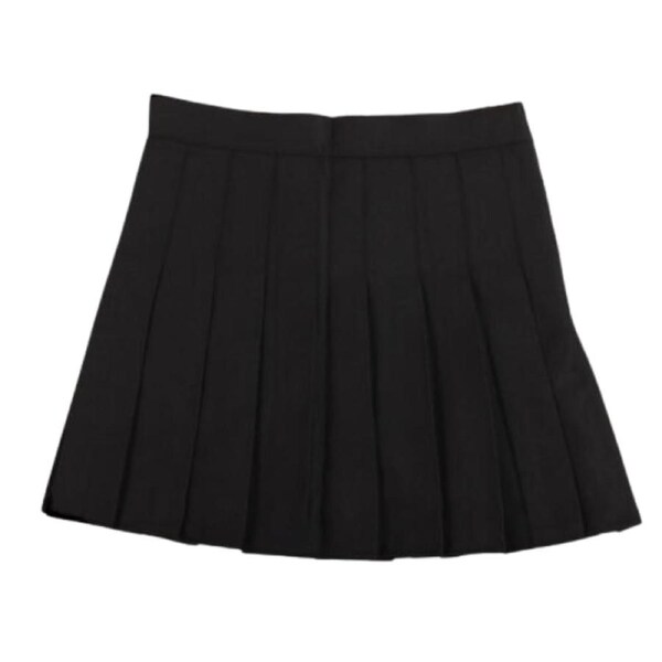 Women Girls School Pleated Skirt Summer High Waist Tartan Short Skirt - Black S