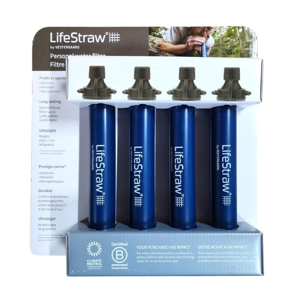 Lifestraw by Vestergaard Personal Water Filter Straws 4 Pack - Navy