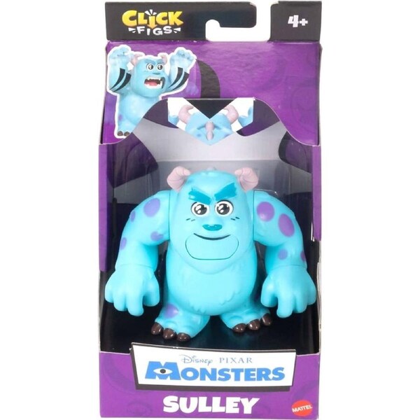 Disney Pixar- Click Figs Sulley Monsters Inc James P Sullivan Small Movie Toy With Pop Up Action Move