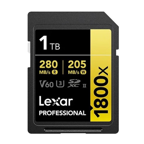 Lexar Professional 1800x 1TB SDXC UHS-II Card GOLD Series 1TB C10, UHS-II(U3), V60, 1800x, up to 280MB/s read, 205MB/s write LSD1800001T-BNNNG