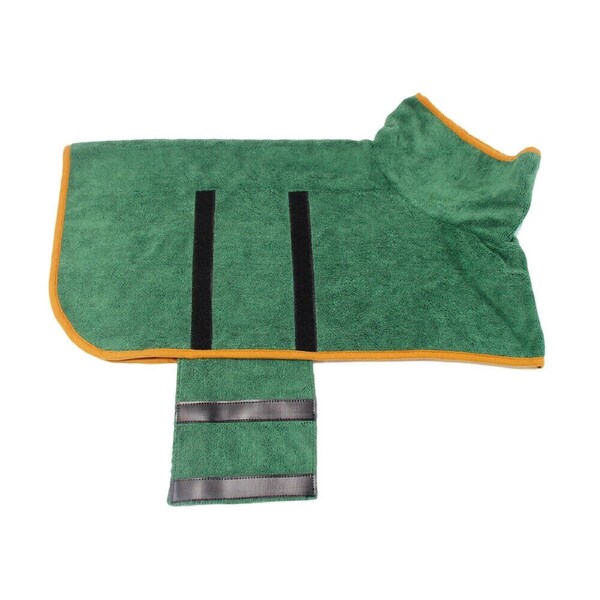 Dog Bathrobe Towel Microfibre Bath Robe Drying Robe Coat Soft - Green XL 61 to 75cm