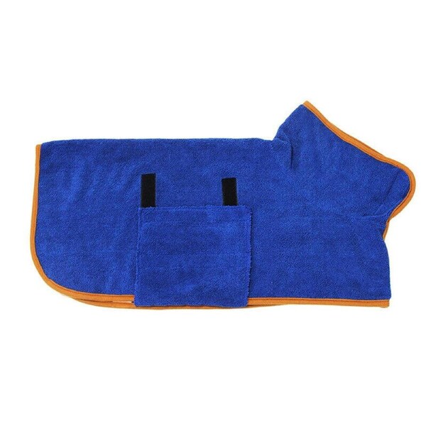 Dog Bathrobe Towel Microfibre Bath Robe Drying Robe Coat Soft - Blue L 51 to 60cm