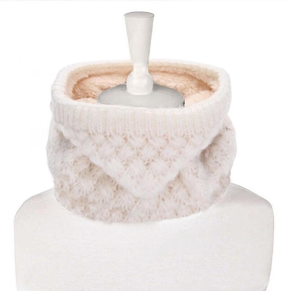 Winter Knit Scarf Velvet Snood Wool Neck Warmer For Child Adult Unisex Thickened White
