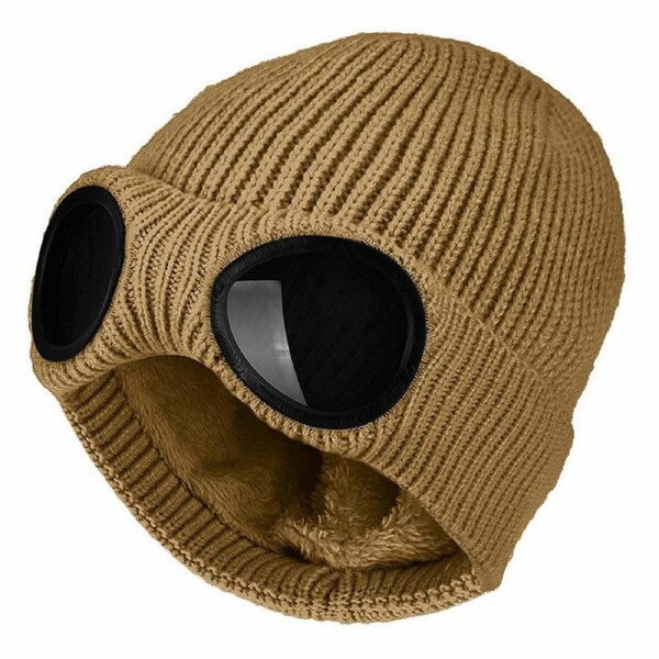 Men Women Chunky Beanie Hat Winter Warm Soft Woolen Knitted Skull Cap Windproof Khaki