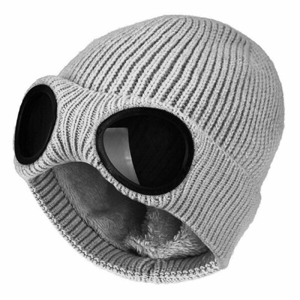 Men Women Chunky Beanie Hat Winter Warm Soft Woolen Knitted Skull Cap Windproof Grey