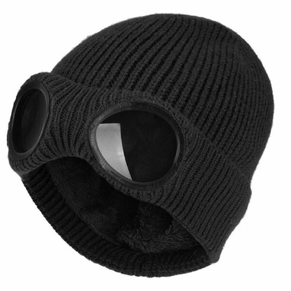 Men Women Chunky Beanie Hat Winter Warm Soft Woolen Knitted Skull Cap Windproof Black