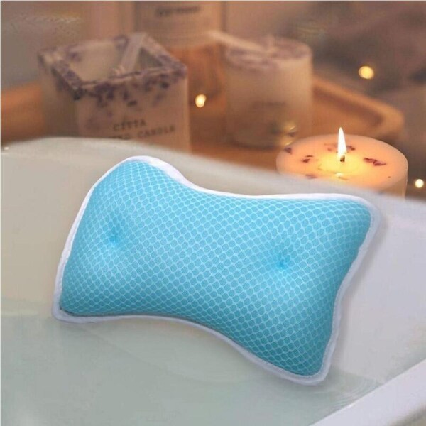 2x Mesh Bath Pillows with Suction Cups - Quick Drying, Neck & Back Support