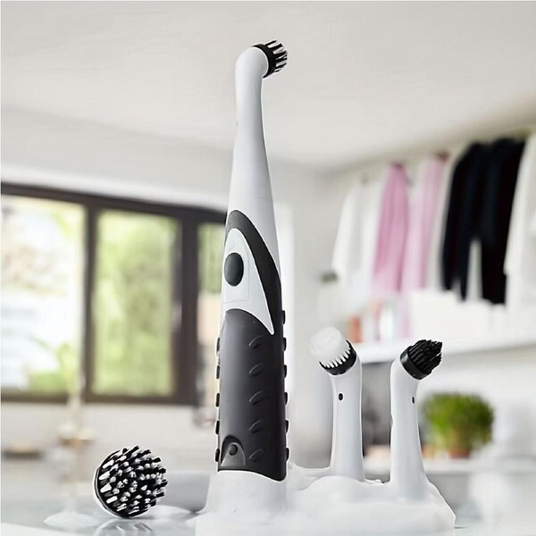Battery Powered Super Sonic Scrubber Ultimate Cleaning Tool with 4 Brush Heads