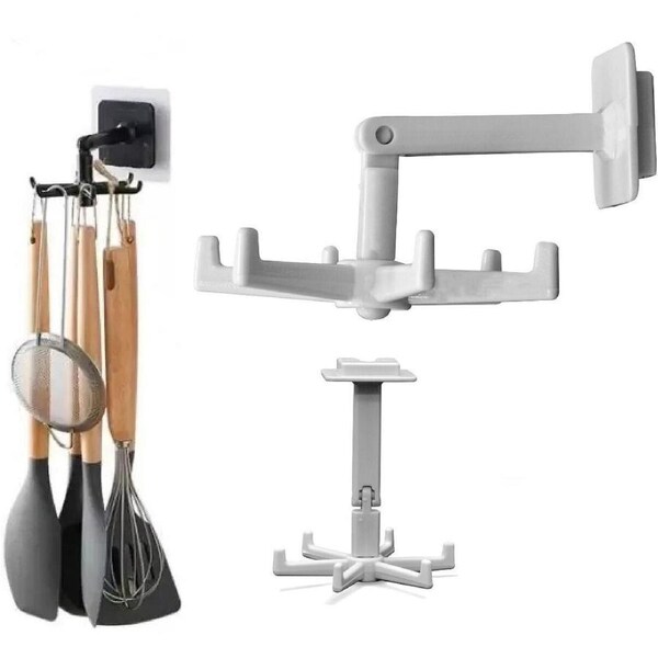 2x 360° Swivel Storage Hook - Peel & Stick Adhesive, Holds Multiple Items