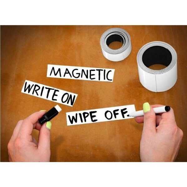 2 Packs Magnetic Tape with Dry-Erase Marker - Customizable Labels