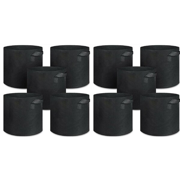 5 Gallon Breathable Planter Pots Bags 10 Pack Fabric Grow Bags