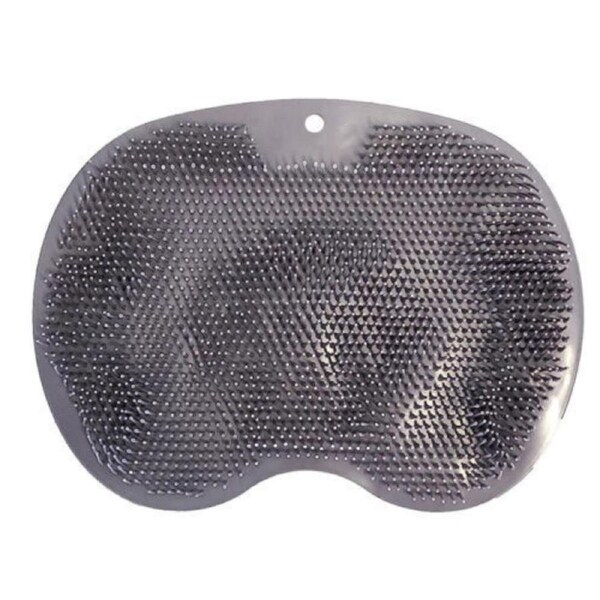 Grey Brush Cleaning Mat Shower Bath Foot Back Body Scrubber Massager Pad