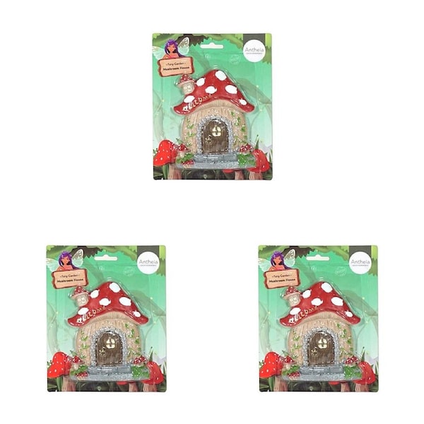 3PK Antheia Green Homewares Fairy Garden Home/Patio Decor Mushroom House 20cm
