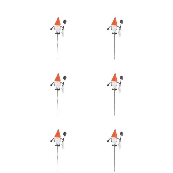 6PK Antheia Green Homewares Garden Stakes Gnome Decor w/ Shovels Assorted 68cm