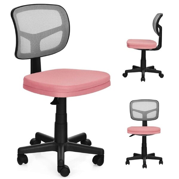 Babyjoy Kids Swivel Computer Chair Adjustable Rolling Desk Chair Ergonomic Office Mesh Chair w/Backrest Pink