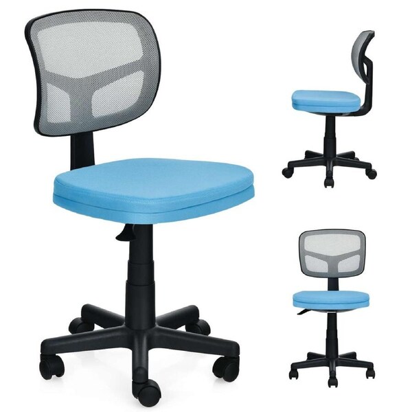 Babyjoy Kids Swivel Computer Chair Adjustable Rolling Desk Chair Ergonomic Office Mesh Chair w/Backrest Blue