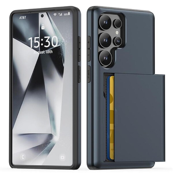 ZUSLAB Case for Samsung Galaxy S25 Ultra Slide Armor Card Holder Protective Shockproof Hard Back Cover For Samsung (2025) - Blue