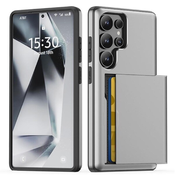 ZUSLAB Case for Samsung Galaxy S25 Ultra Slide Armor Card Holder Protective Shockproof Hard Back Cover For Samsung (2025) - Silver