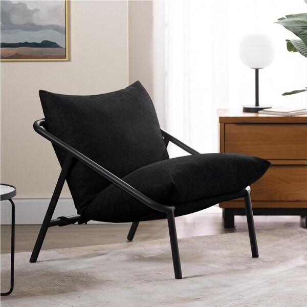 Zinus Ada Sling Chair Metal Frame Armchair with Foam Cushion - Black