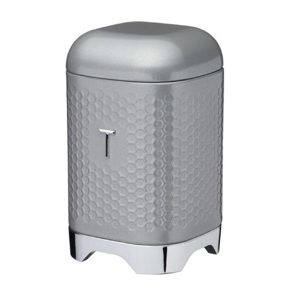 Kitchencraft Lovello Geometric Textured Retro Tea Canister 19cm Shadow Grey