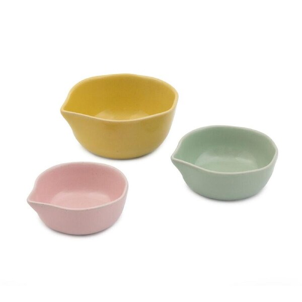 3pc Jamie Oliver Big Love Pinch-Me Pots Measuring Bowl Cup Stoneware Set