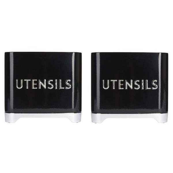 2PK Kitchen Craft Lovello Carbon Steel Utensil Tin Holder Kitchen Rack Black