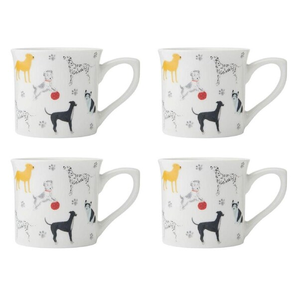 4PK Mikasa Stoneware Fluted Coffee Mug Tea/Water/Milk Cup Drinkware 250ml Dog