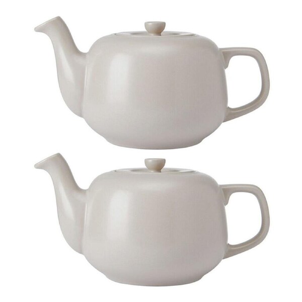 2PK La Cafetiere Stoneware Classic Teapot Kettle Serving/Brewing Pot 1.2L Latte